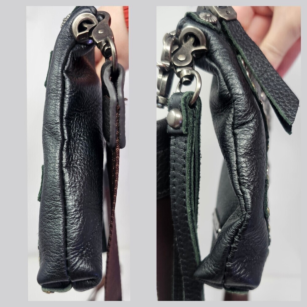 Montana West 100% Leather Studded Crossbody Wristlet Clutch Purse NEW 10"x6" - Picture 4 of 10